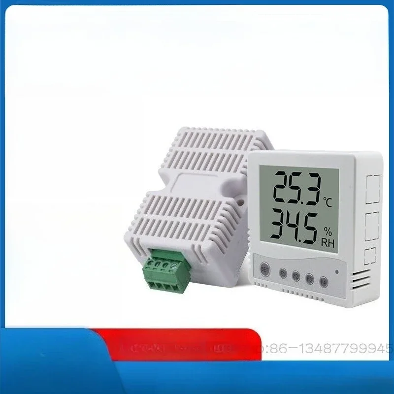 DIN Rail Temperature Humidity Transmitter, Industrial High Precision LCD Data Logger RS485 Modbus with Probe