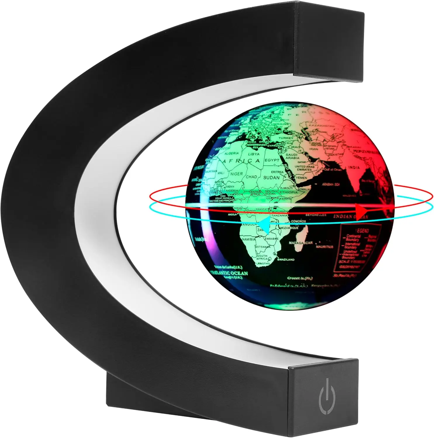 

Magnetic Levitation Floating Rotating World Globe with Colored LED Lights and Touch Switch for Home Office Decor