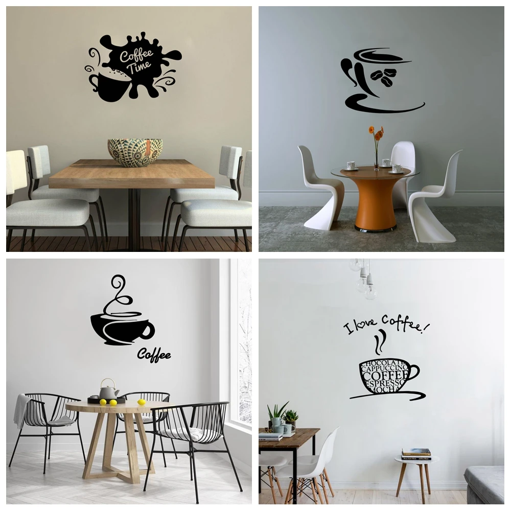 Coffee or kitchen Wall Sticker Self Adhesive Vinyl Waterproof Wall Art Decal For Home Decor Living Room Bedroom