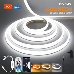 WIFI ściemnialna taśma neonowa COB 12V 24V 320 diod led 3000K 4000K 6000K IP67 wodoodporny wystrój domu elastyczna wstążka liny LED Light