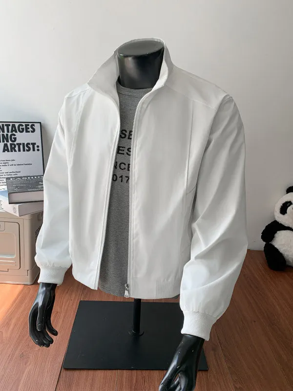 

Men's Tee-Proof Stand Collar Jaet Hard Man Sle Baseball Coat Autumn Outerwear Zipper Decorated Stand Fit Youth Trend