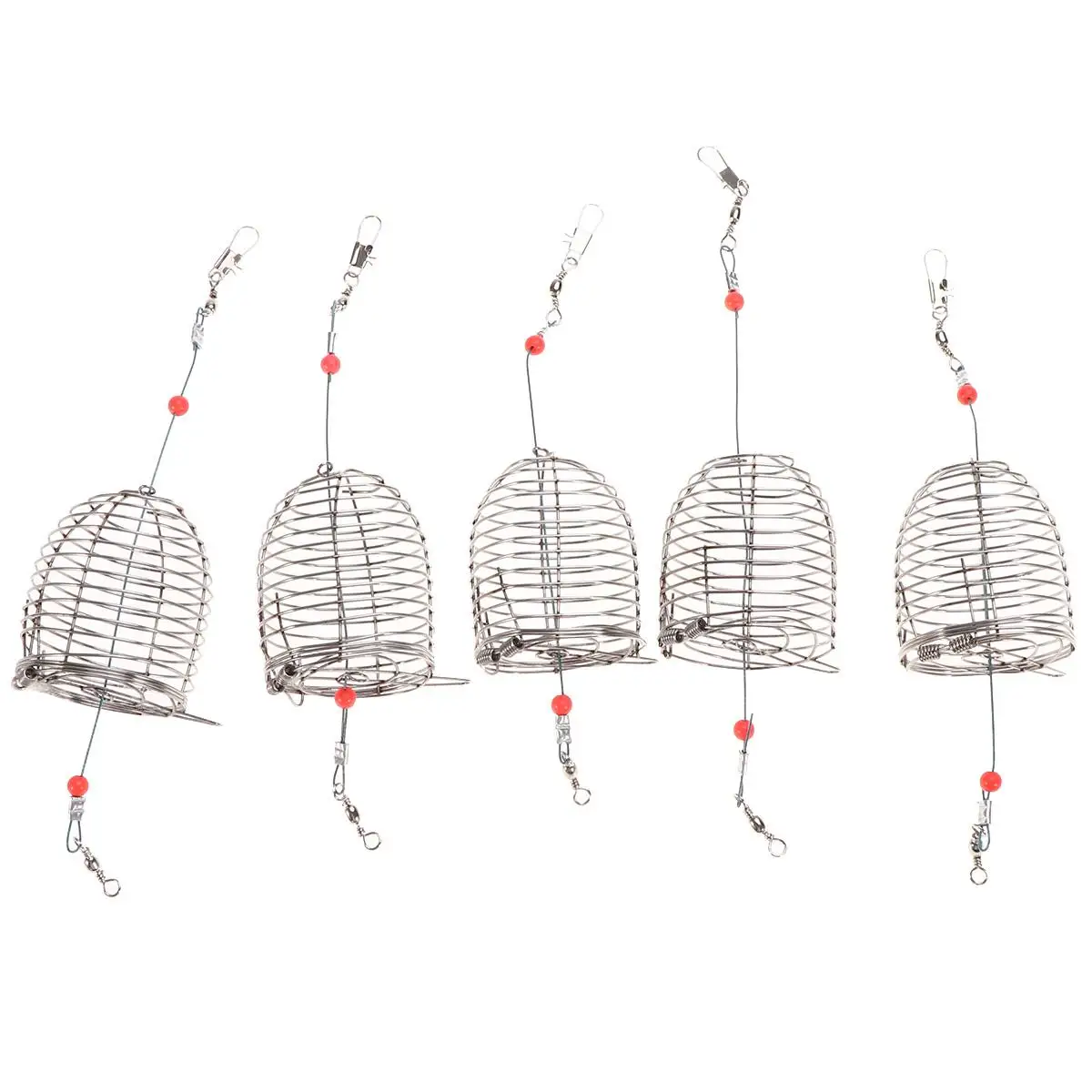 

5PCS Stainless Steel Bait Cages Fishing Lure Trap Assorted Sizes Durable Net Structure Catch Fish Smelt Eels Crab Lobster Shrimp