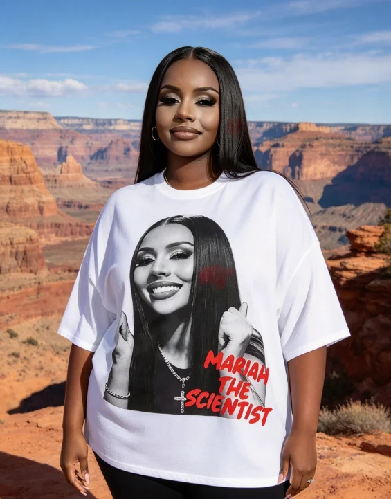 2026 Fashion New Arrival 2026 Spring Summer Unisex Hip Hop Graphic T-Shirt, Soft Cotton Crewneck Short Sleeve, Mariah Scientist Rapper Letter Print, Retro Rap Aesthetic Daily Casual Loungewear, Fan Gift Tops, Loose Fit S‑7XL, Fast Shipping Basic Tee