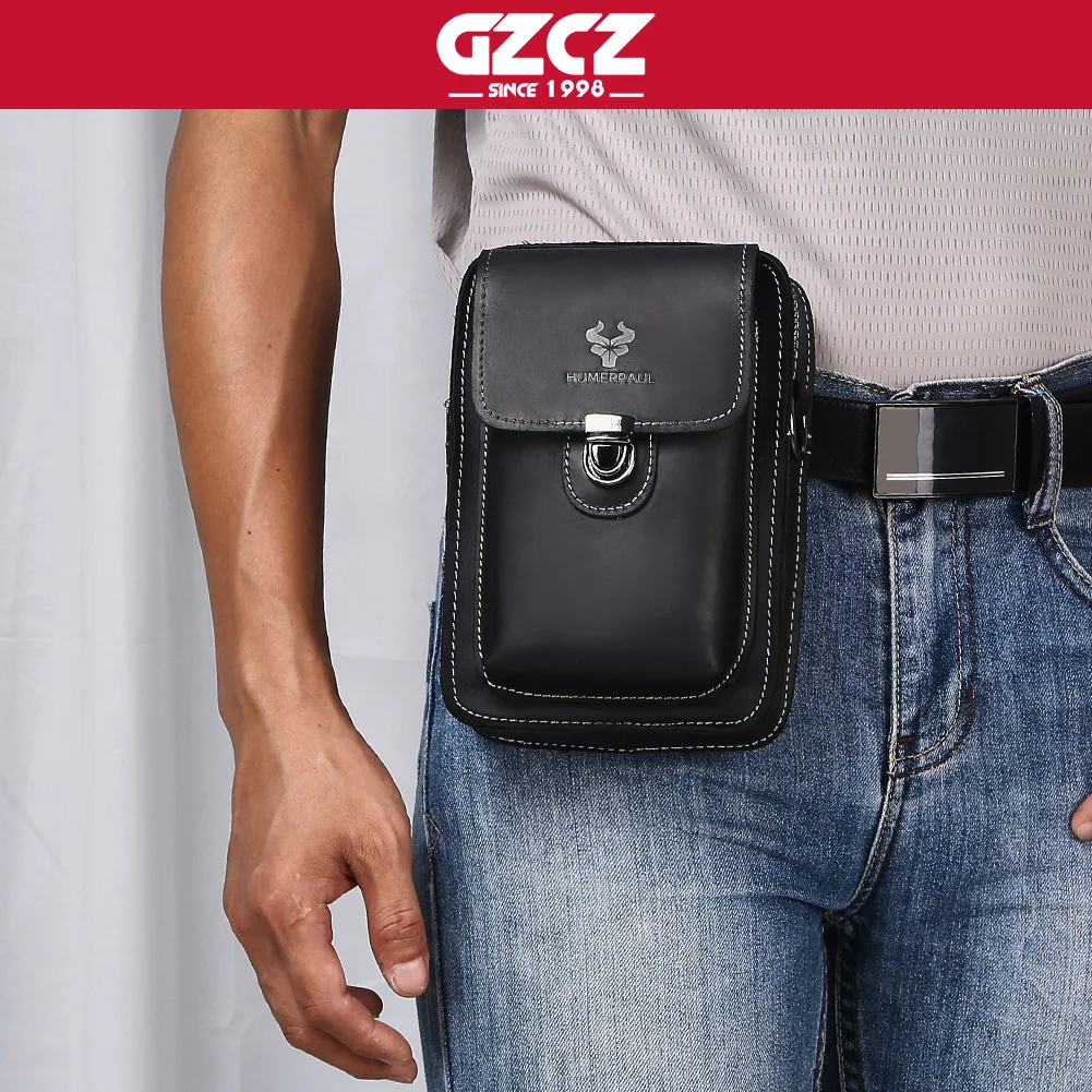 جلد حقيقي الذكور الخصر حزمة الرجال الصغيرة الصدر الكتف حقيبة بحزام عالية الجودة الهاتف الخليوي كيس مزموم في الهواء الطلق الذكور Crossbody #1