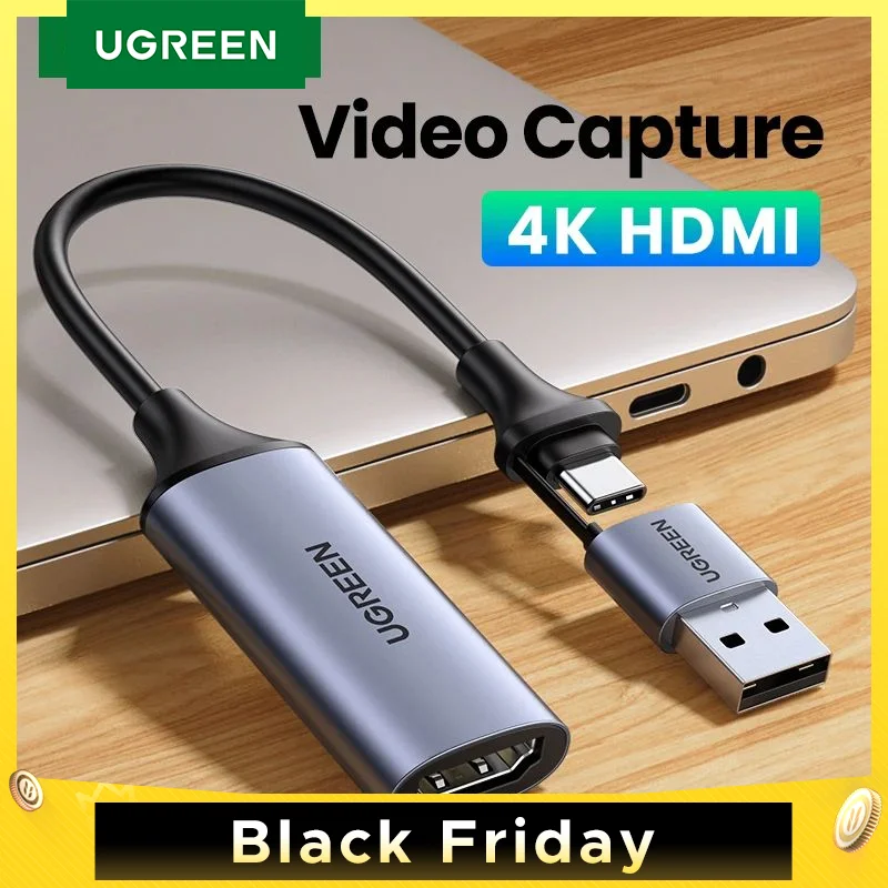 【NEW-IN】UGREEN Video Capture Card 4K HDMI to USB/USB-C HDMI Video Grabber Box for PC Computer Camera Live Stream Record Meeting