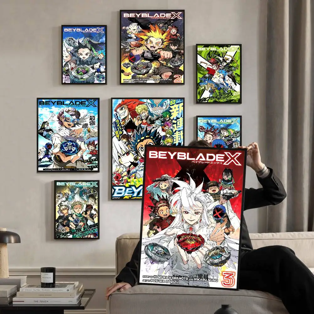 Pósteres clásicos vintage B-Beyblade X, arte de pared de calidad HD, carteles Retro para decoración de paredes del hogar y la habitación