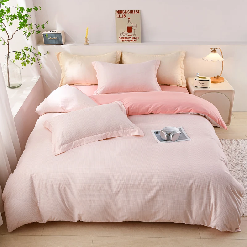 4Pcs Light Blue Waffle Bedding Set Soft Textured Duvet Cover Bed Sheets Pillowcases Solid Color Ins Style Home Bedroom Decor