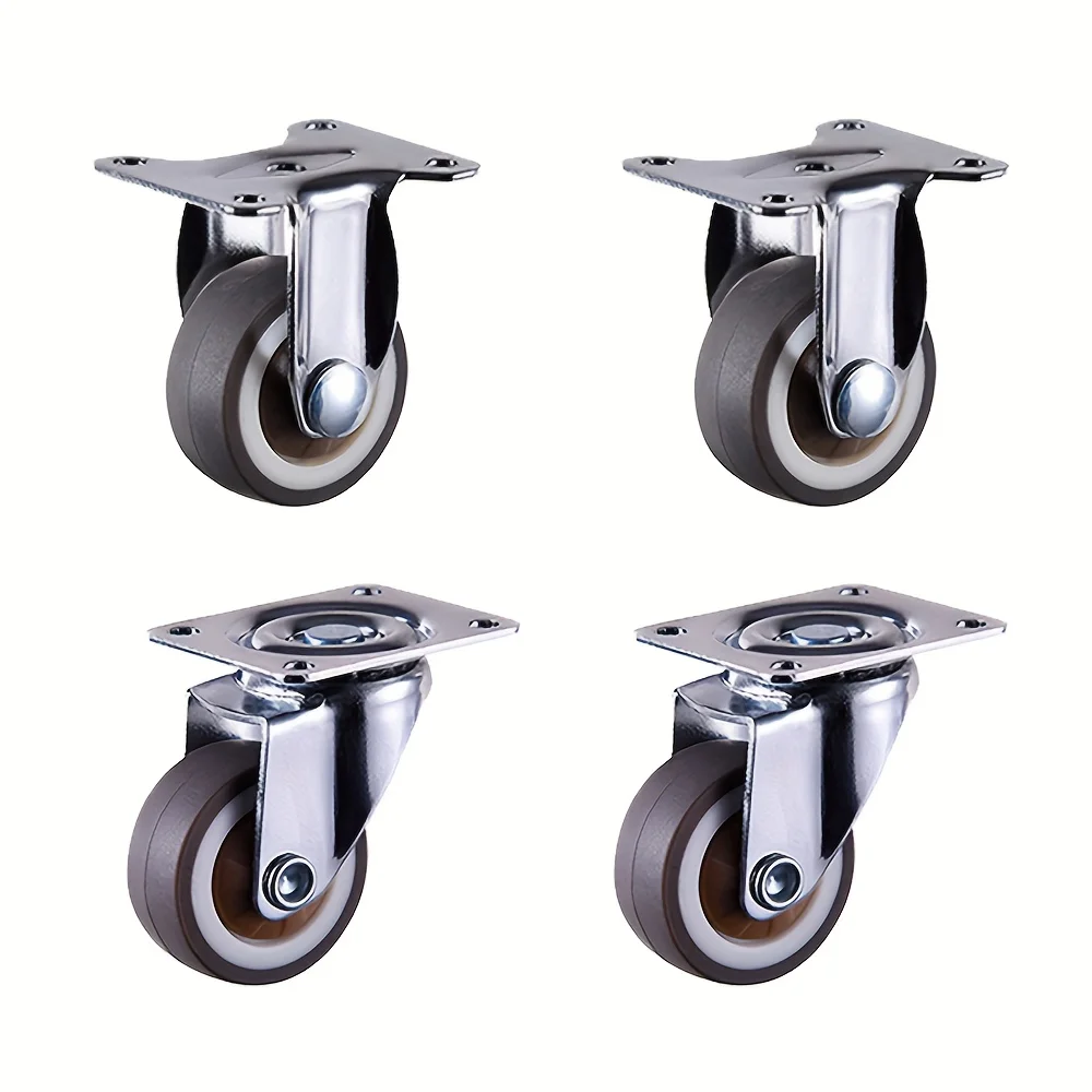 

4 Pcs 2.5 Inch TPR Flat Bottom Rubber Wheels, Directional Swivel Brake Heavy-Duty Furniture Casters For Kitchen Cabinet, Carts