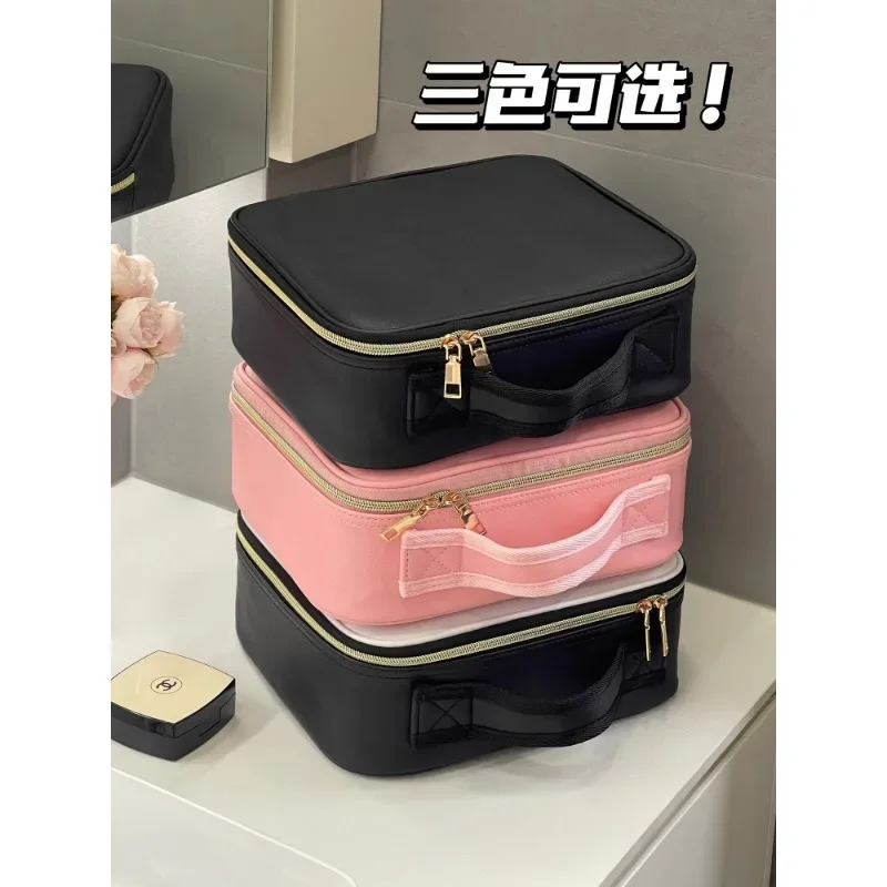 Cosmetic Bag High-Grade Led with Mirror with Light Women's Large Capacity Portable Travel Cosmetic Case Storage Bag