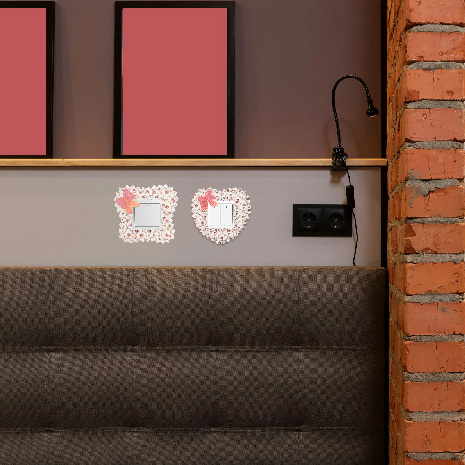 

6Pcs Decorative Lace Switch Cover Floral Outlet Protector Stickers for Bedroom Bathroom Home Decor Flower Outlet Cover