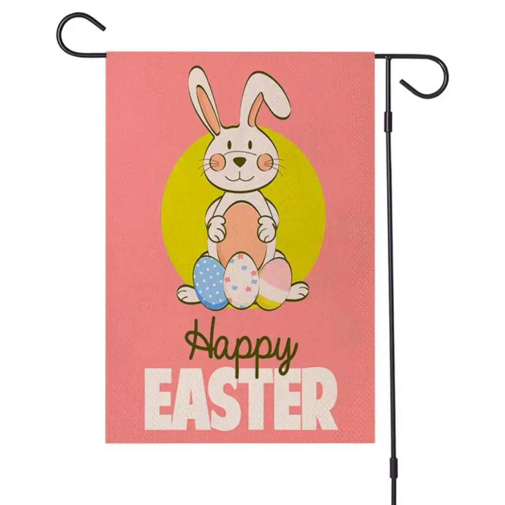 Easter Bunny Double Sided Garden Flag Cotton Linen Vertical for Outdoor Patio Porch Veranda Spring Decor
