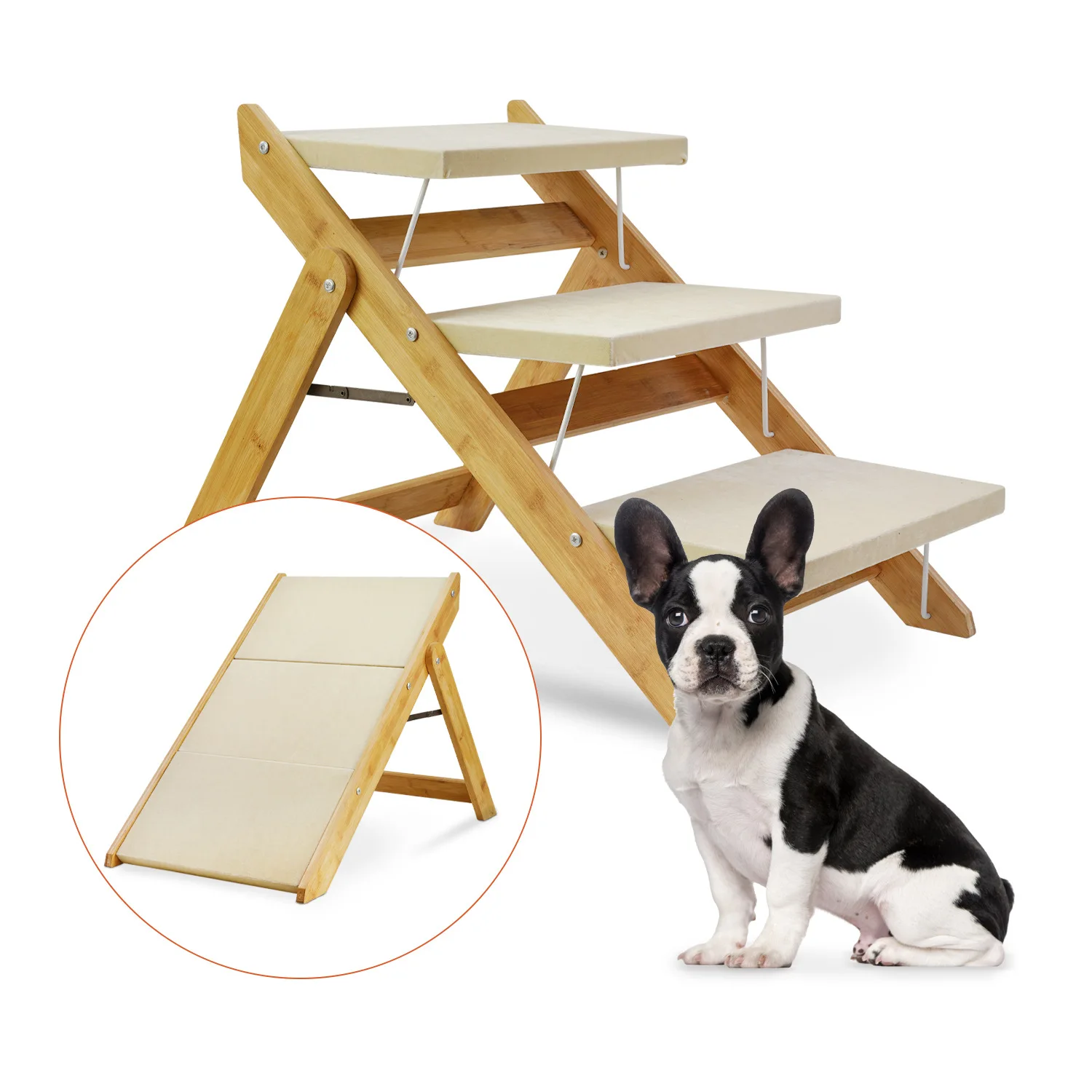 

2 in 1 Dog Climbing Ladder Portable Pet Ramp Ladder Sofa Car Dog Ladder