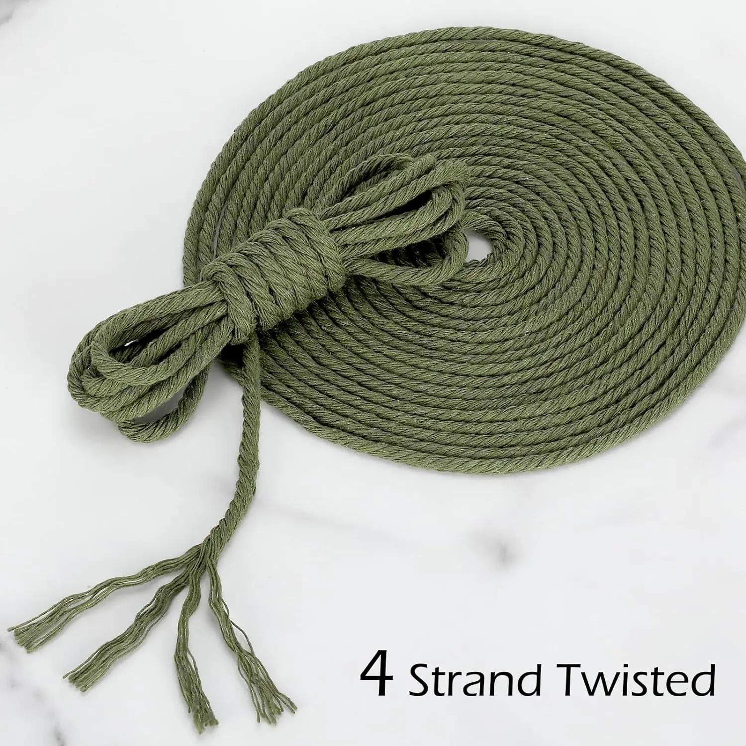 Immagine 4: Corda in macramè di cotone naturale 3mm 109/218Yards cordoncino in macramè verde militare per lavori a maglia fai da te appeso a parete decorazioni per la casa fatte a mano