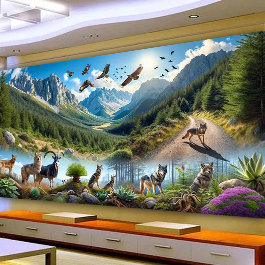 Forest Animal Scenery Picture Large Size Diy Diamond Arts For Adults Painting Snow Mountain Full Drill Mosaic Embroidery Kits