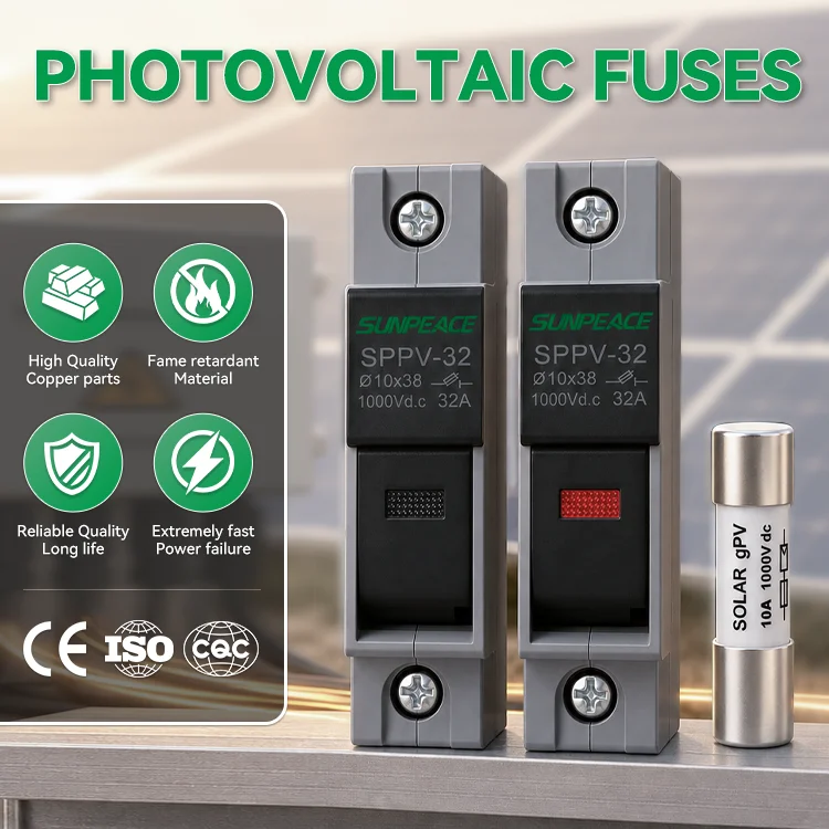 1p dc fuse holder base 10*38mm pv fuse link 20a 32a 1000v with light for solar pv system