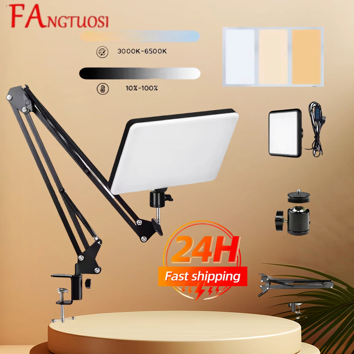 LED Photography Light Selfie Lights Conference Lighting Photo Studio Lamp With Scissor Arm Stand For Zoom YouTube Live Streaming