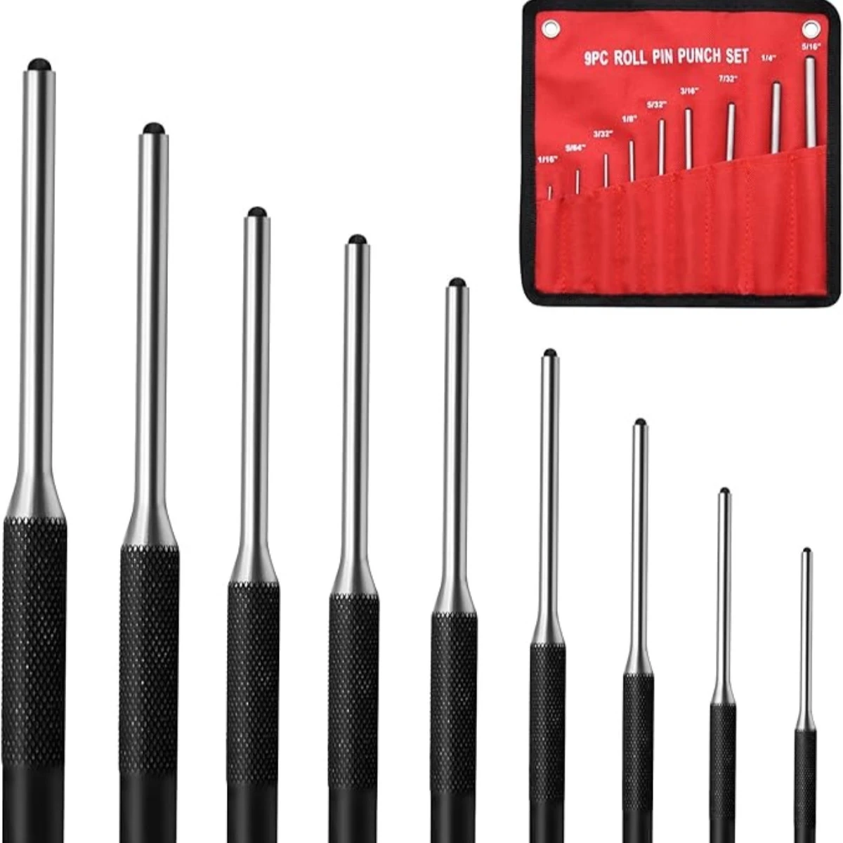 Pin Punch Set 9pcs Removing Repair Tools with Storage Pouch Tactical Professional Roll High Hardness Steel Gunsmith Tool Kit
