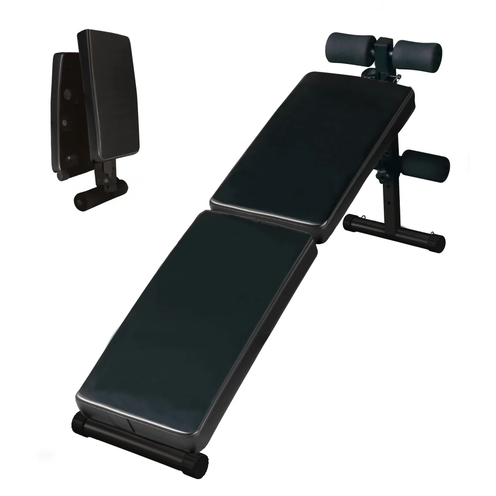 Multi-Position Adjustable Utility Bench for Home Gym Weightlifting and Strength Training, Sit-up Chair Collapsible Design, All Black