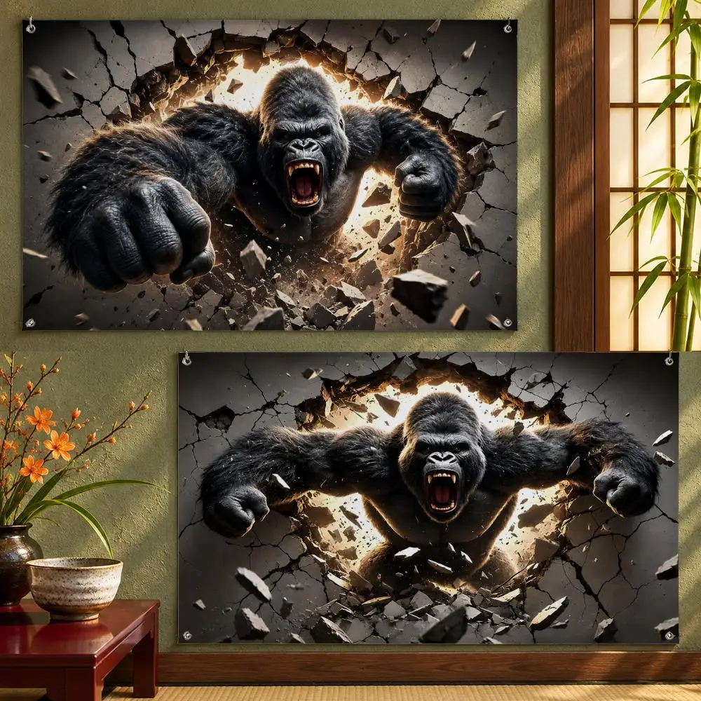 Irritable Gorilla Flags Wall Hanging With 4 Grommets For Bedroom Dorm Room Garden Party