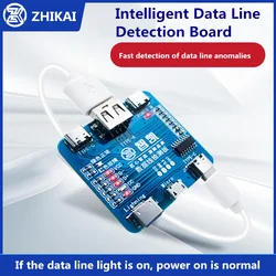 ZHIKAI-Data Cable Detection Board, USB Cable Tester para IOS, Android, Type-C, Short Circuit, On-Off Switching Test Tool