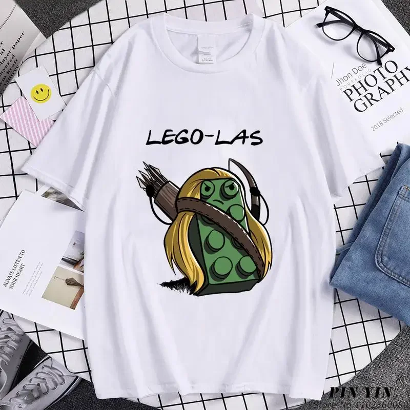 Funny  Anime  Cartoons Lego-las Printed T-shirt Top for Men Women Humor Summer Fashion Short-sleev T Shirt  Y2k Streetwear