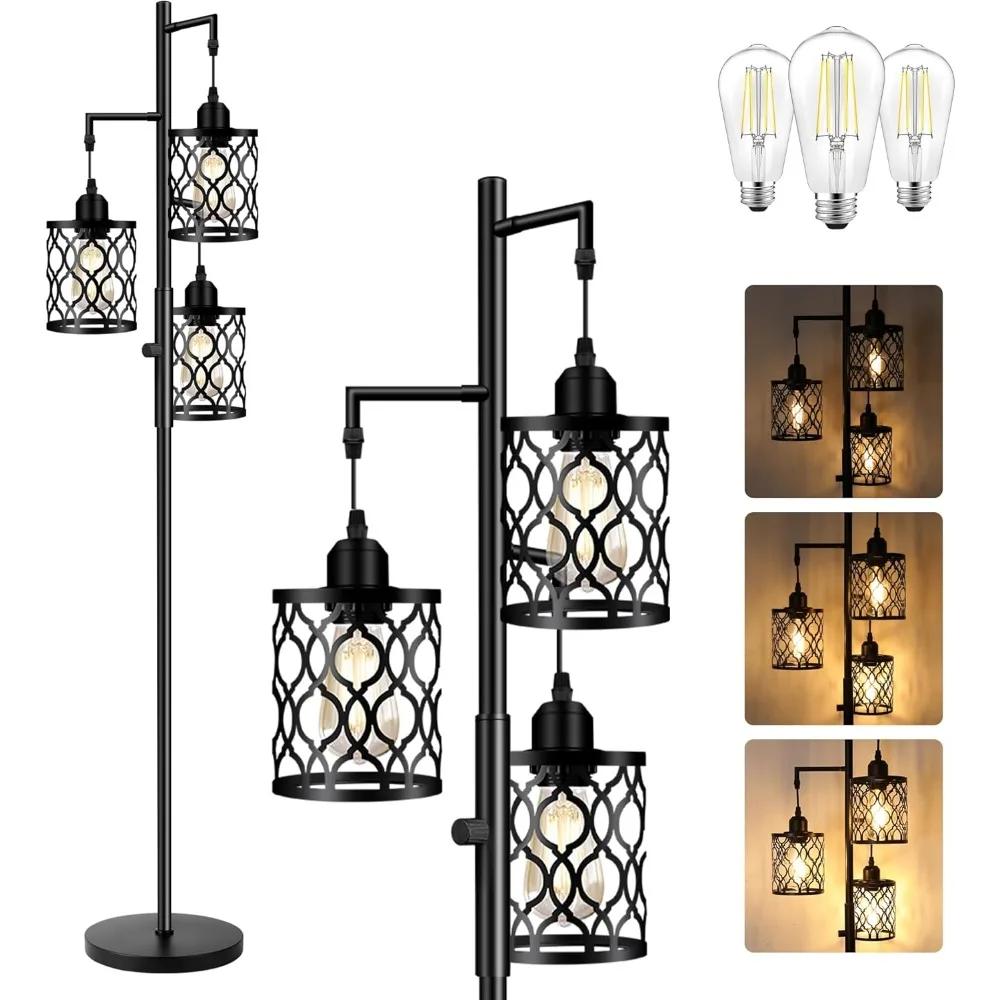 

Доставка из США с регулируемой яркостью Торшер для фермерского дома Промышленный стоячий высокий светильник для гостиной, спальни, офиса с 3 светодиодными лампами 6 Вт