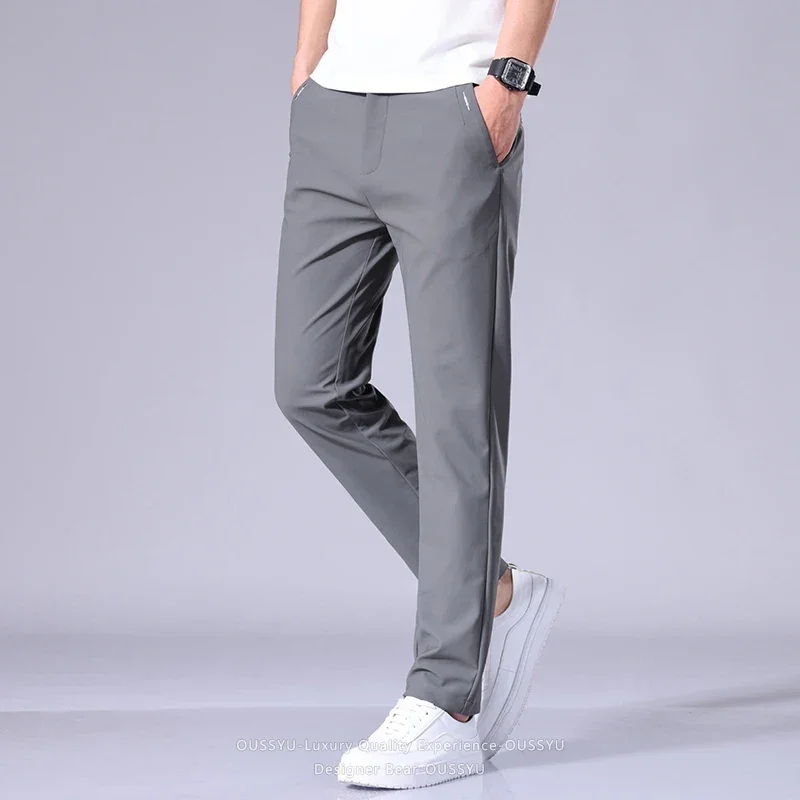 Hochwertige Sommer-Dünne Hochelastische Freizeithose Business Koreanische Atmungsaktive Schnelltrocknende Gerade Polyamidfaser-Hose für Herren – Detail 11
