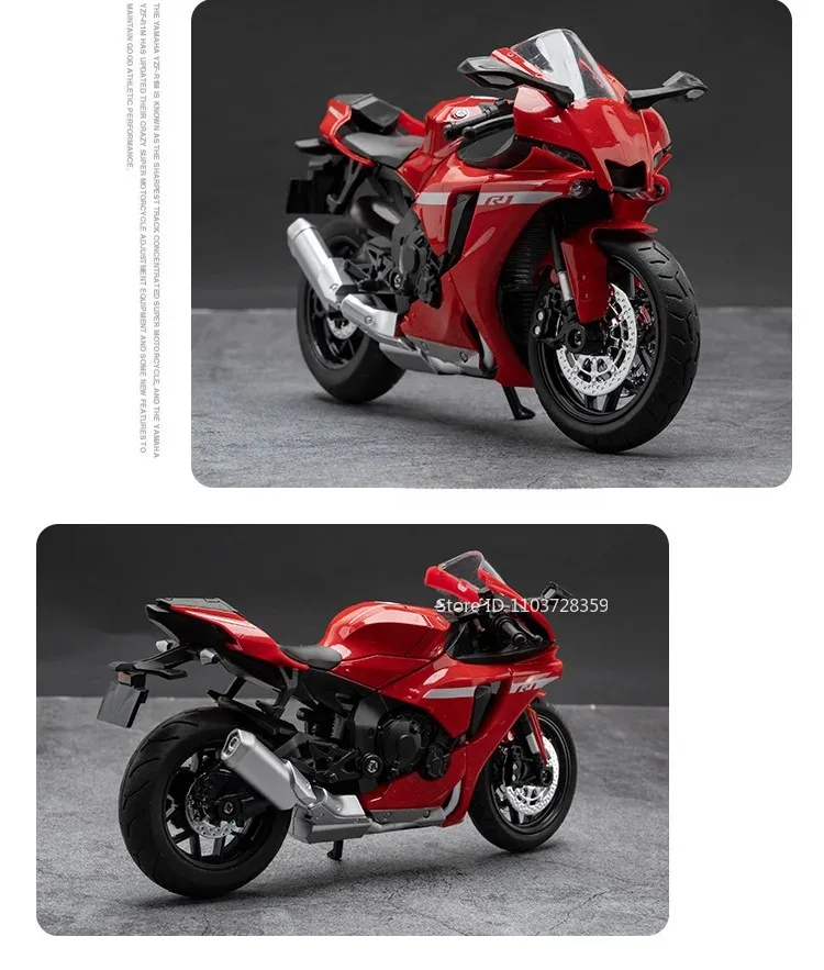 1:12 R1M R1 Motorrad Modell Spielzeug Legierung Diecast Miniatur Motorräder Sound Licht Stoßdämpfung Simulation Motorräder Geschenke – Detail 21