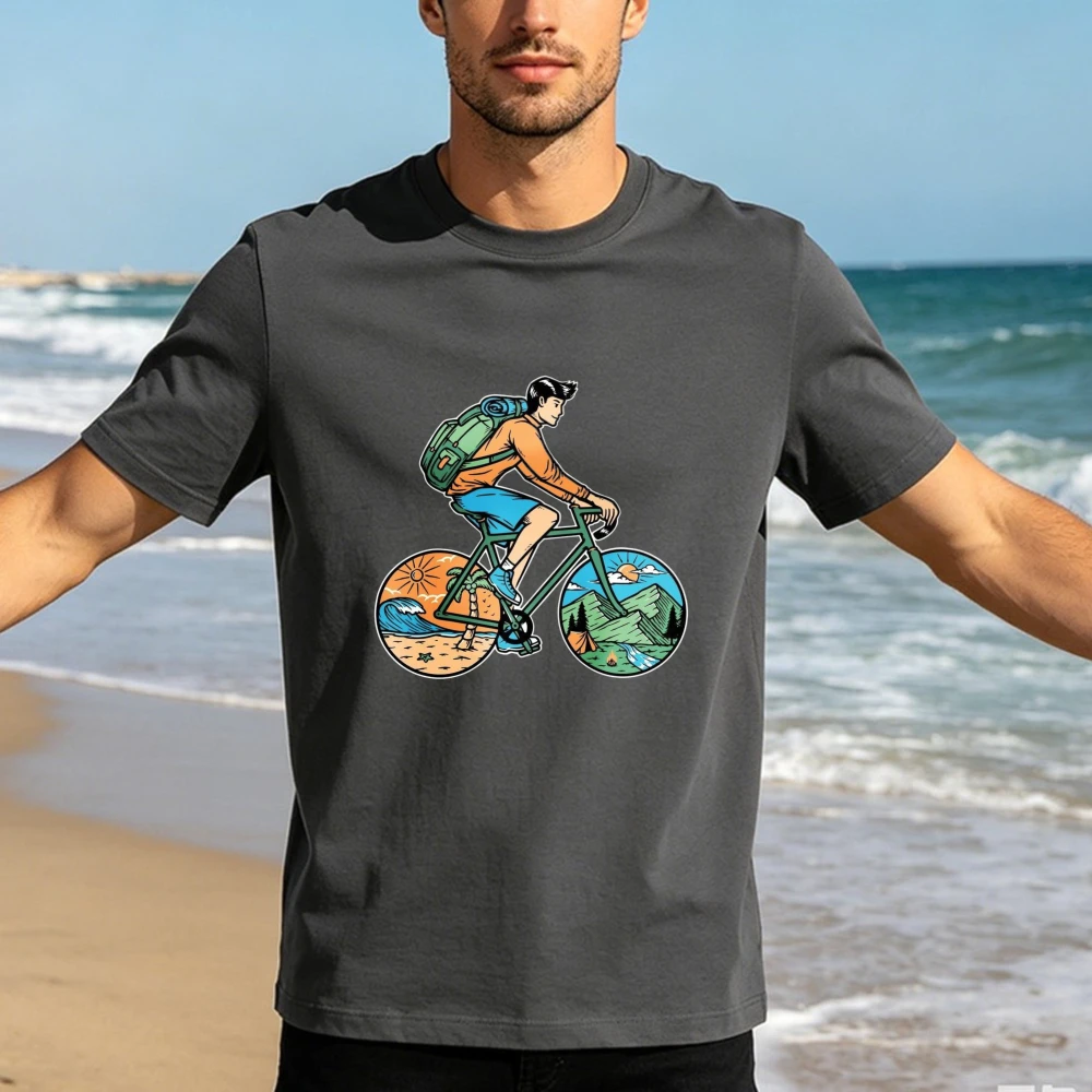 Camiseta Masculina de Algodão - Outdoor Adventure Mountaintop Backpack avaliação e preço