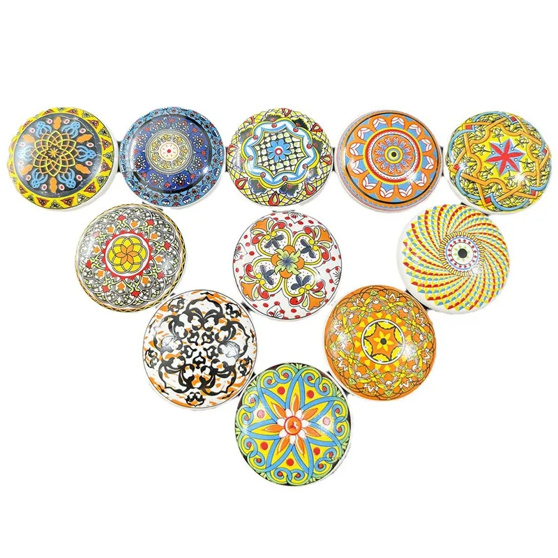 Vintage Bohemian Ceramic Single Hole Handles European Style Cabinet Knobs Wardrobe Door Drawer Pulls Furniture Hardware