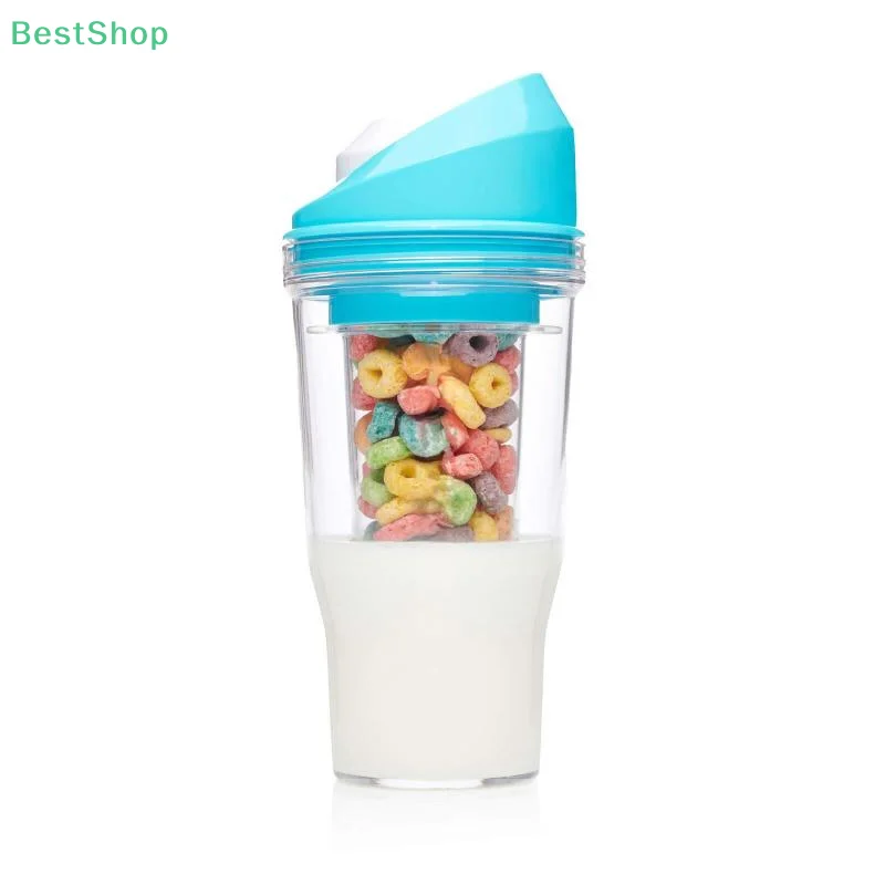 ♥ كوب إفطار محمول بطبقة مزدوجة، فاصل الحليب والحبوب، مانع للتسرب، ساخن وبارد، مناسب لعمال المكاتب والطلاب