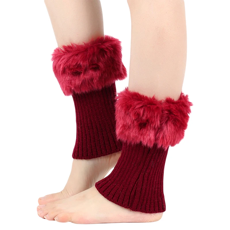 Pluche Trim Geribbelde Gebreide Beenwarmers Dames Leuke JK Lolita Warme Sokken Laars Manchetten voor Winter Kawaii Lange Sokken Boot Covers