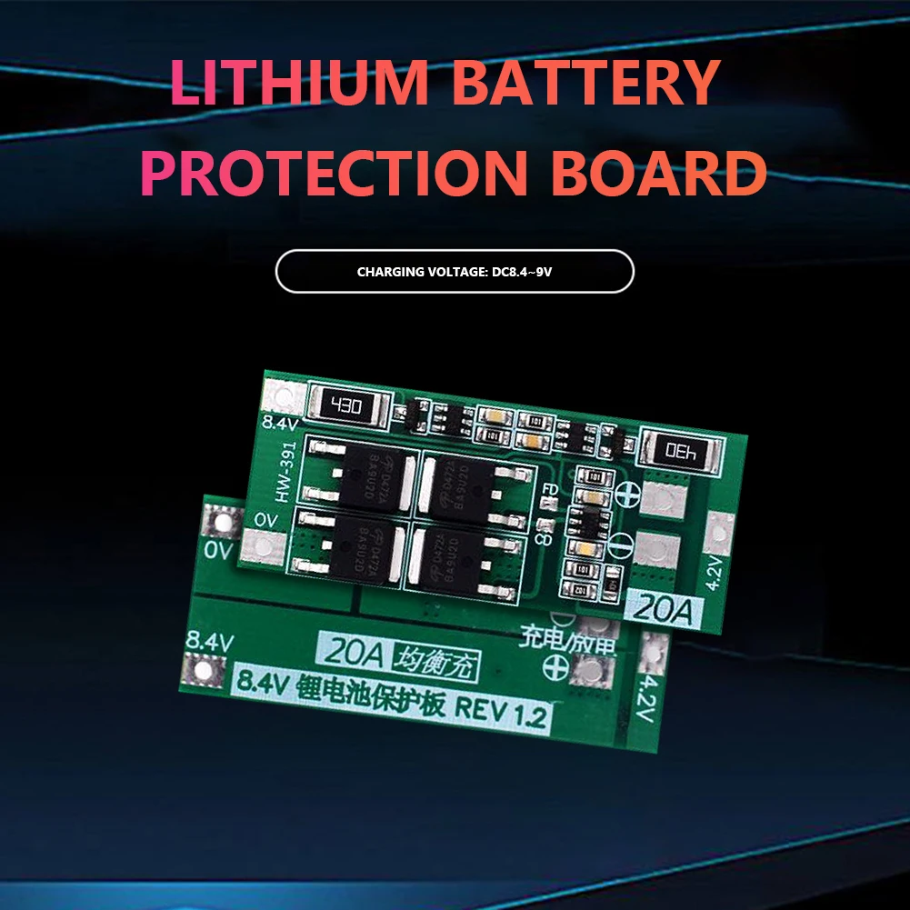 1-5PCS HW-391 2S 20A 7.4V 8.4V 18650 BMS Module 18650 Lithium Battery Charger Protection Board Standard/Balance Module for DIY ﻿