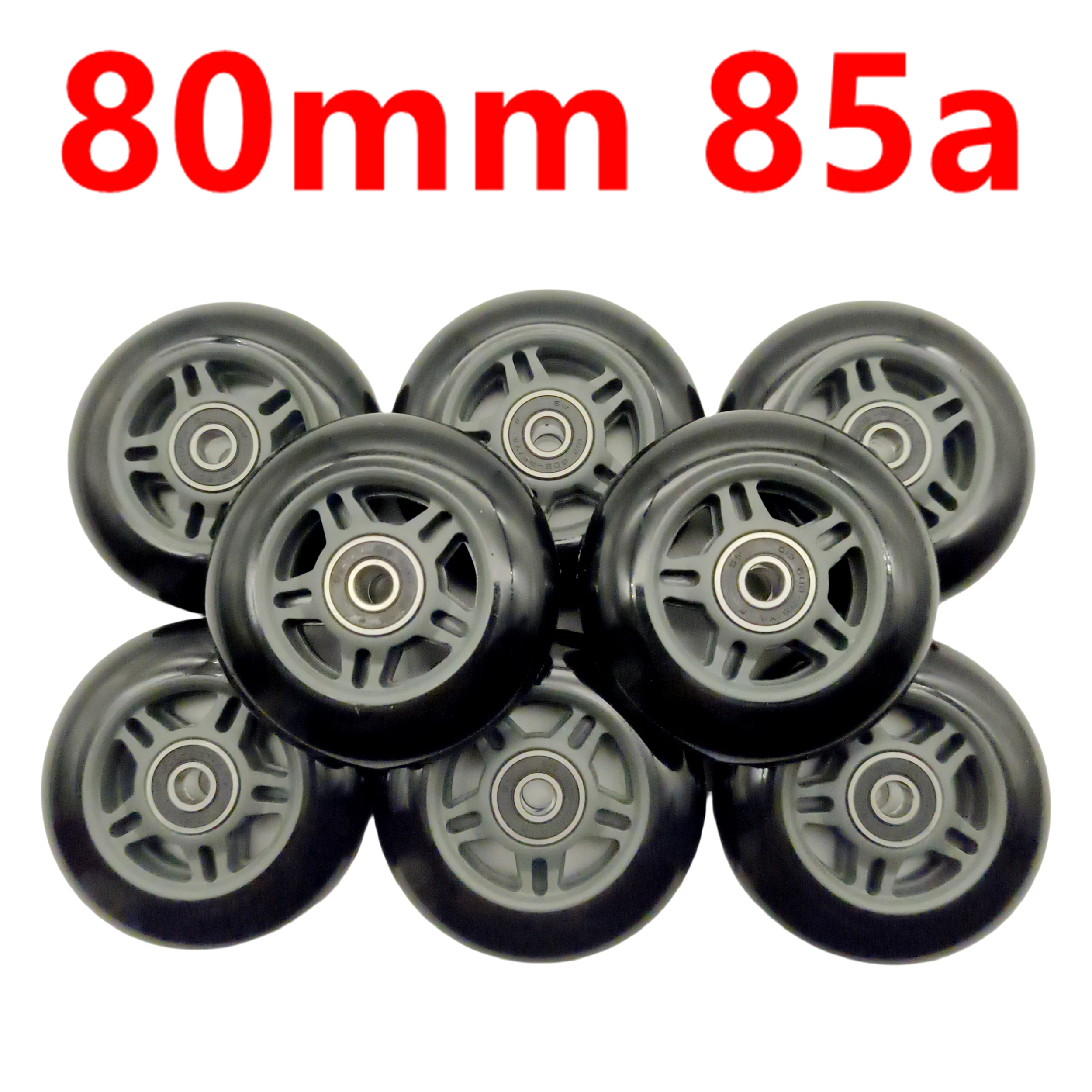 Darmowa wysyłka czarne koło rolki rolki koło w linii 80mm 85A 8 kół/partia