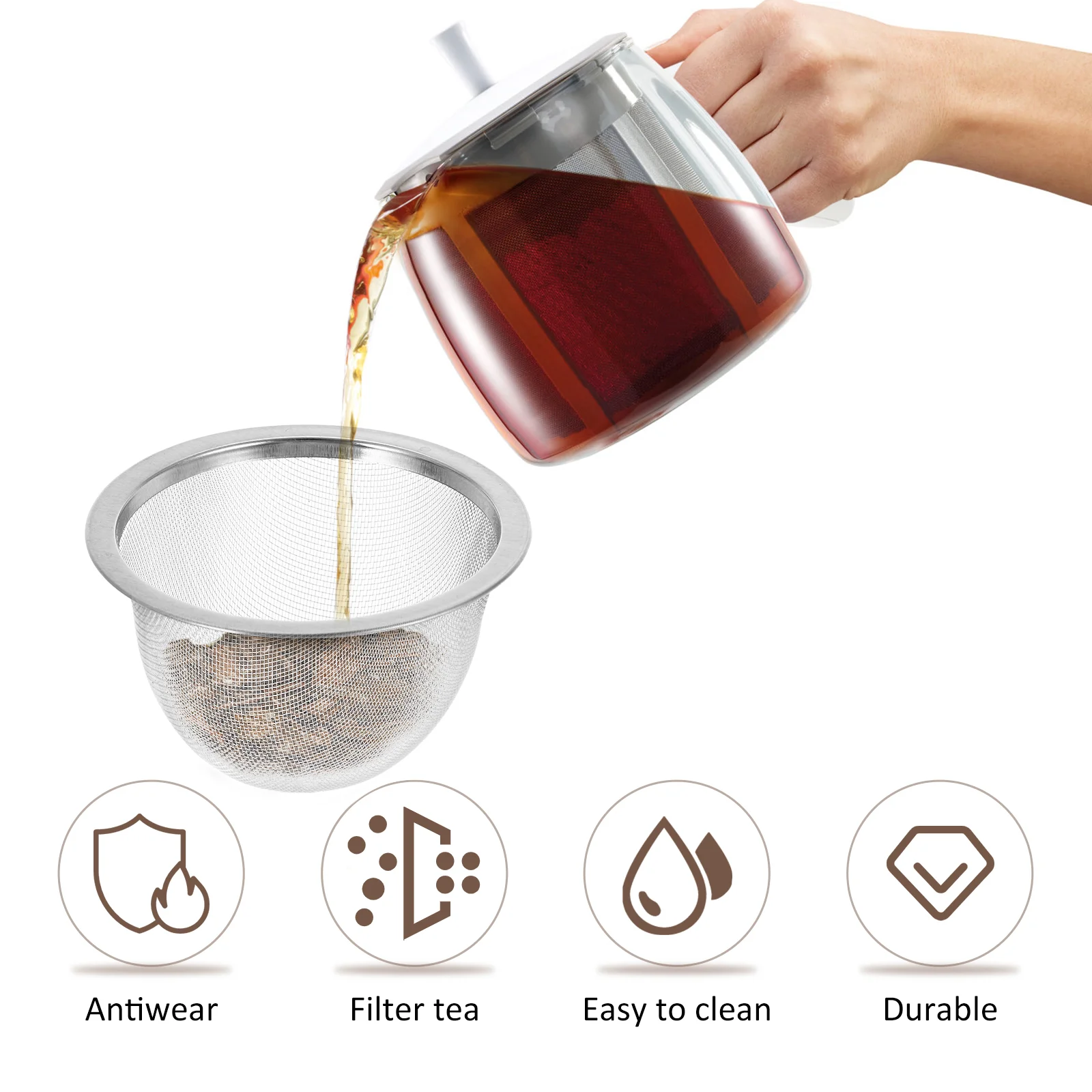 8pcs Stainless Steel Tea Filter Metal Infuser Sturdy Tea Strainer for Home (Diameter 72cm x Height 5cm)