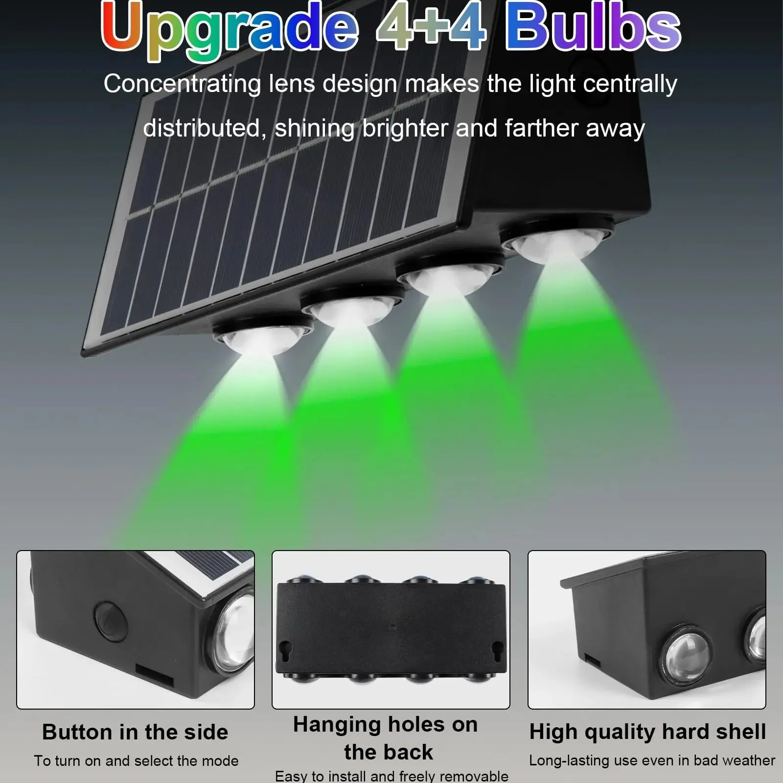 8/10/12LED Lights Solar Wall Washer Up and Down Lighting Hight Brightness RGB Gradient Color Wall Lamp Landscape Garden Decor