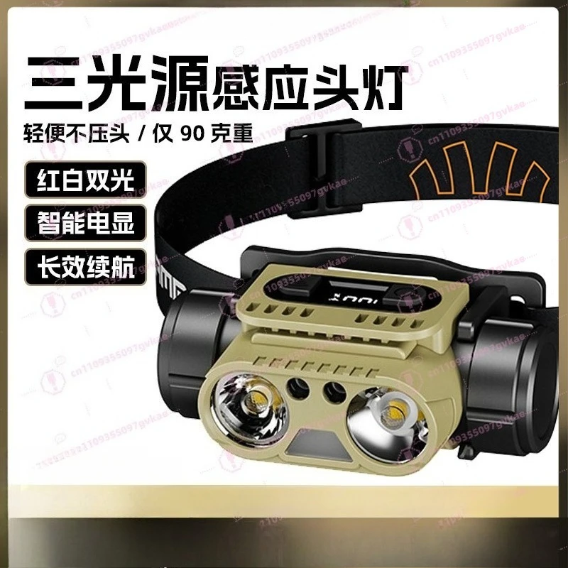 LED Headlamp Super Bright Induction Headlight Outdoor Work Light Long Battery Life Fishing Cycling Head Torch USB Rechargeable