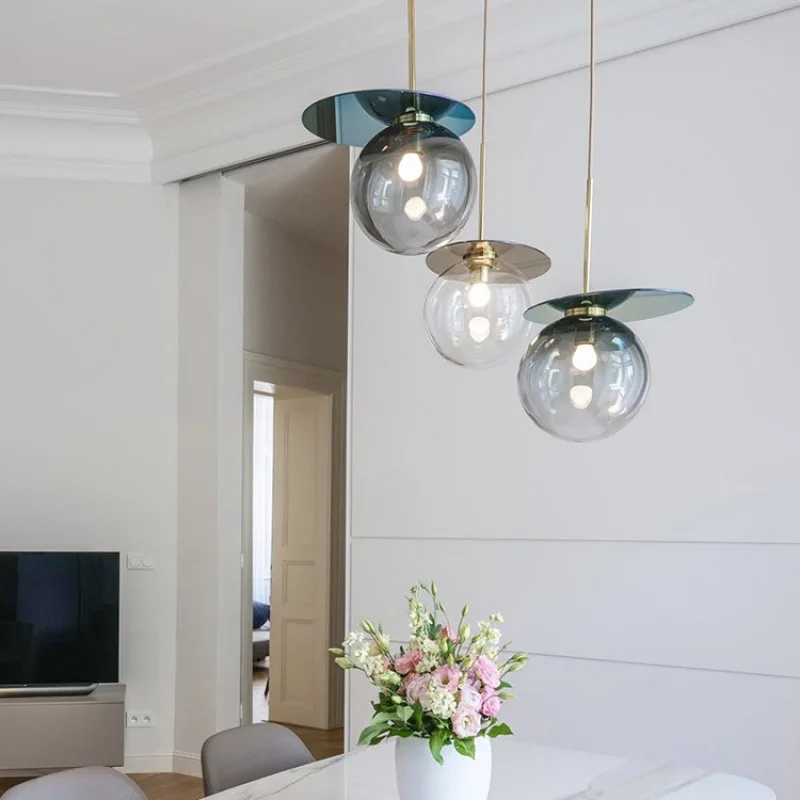 Nordic Colored Glass Bubble Chandelier Creative Personality Flying Saucer Type Bedside Restaurant Bar Small Chandelier