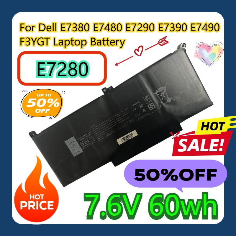 

For Dell E7280 E7380 E7480 E7290 E7390 E7490 F3YGT Laptop Battery
