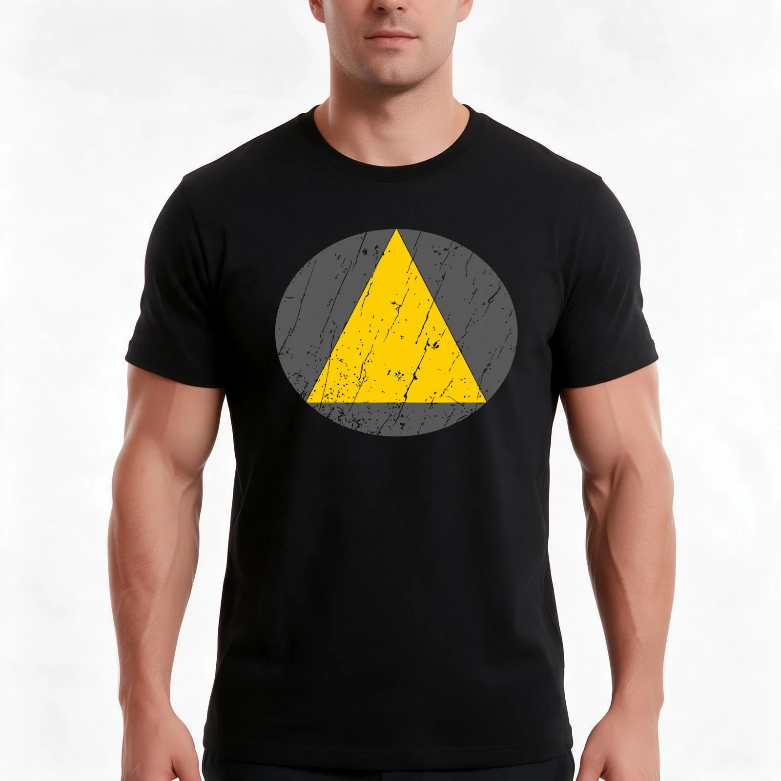 Legion Triangle T-Shirt, Summer Casual Cotton Tee, Oversized Streetwear Tops, Vintage Graphic Print, Loose Fit Short Sleeve