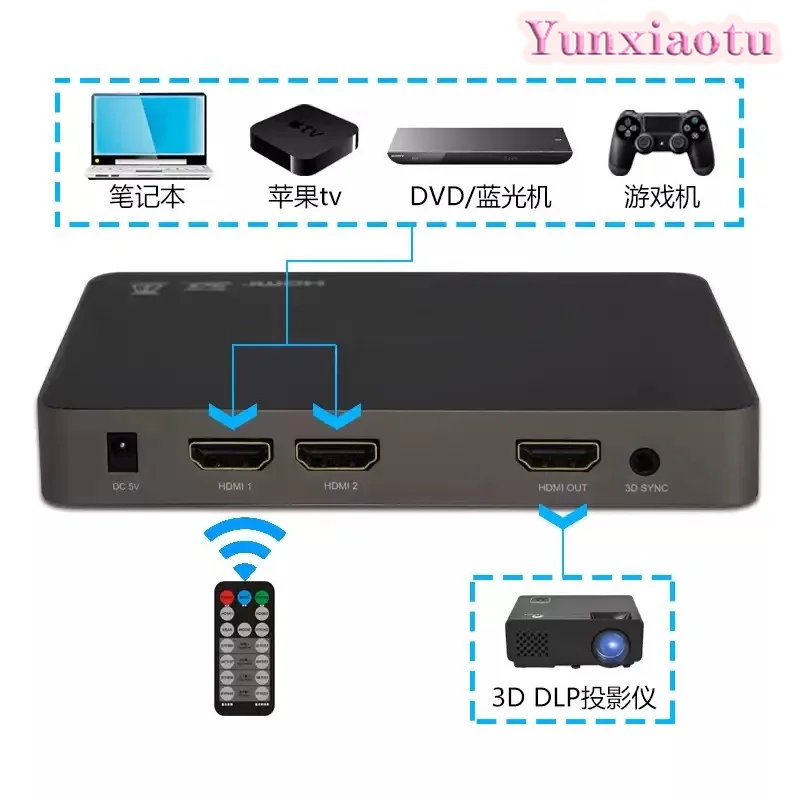 2D To 3D Video Converter with Projector 3D TV Display Smart Head Wear Glasses