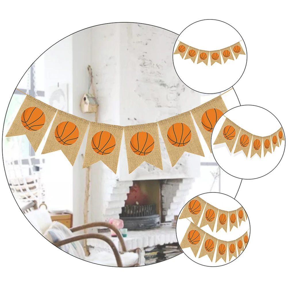

Basketball Pulling Flag Holiday Banner Decorative Linen Lightweight Party Supplies Festive Atmosphere Home Decoration