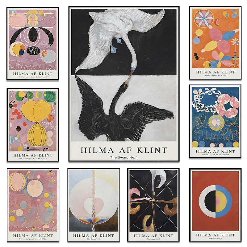 The Swan Famous Hilma Af Klint Exhibition Poster Canvas Painting Wall Art Picture for Room Office Gallery Decor Ideal Gifts