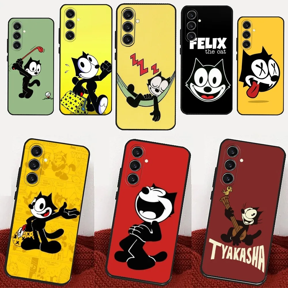 Cartoon F-Felix the C-Cats Cute Phone Case For Samsung Galaxy A13,21s,22,31,32,52,53,71,80,91 Black Soft Cover