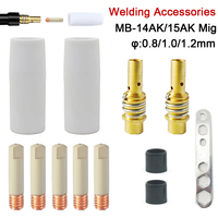 MB-15Ak 14Ak Mig Coating Protection 0.8/1.0/1.2mm Contact Tip Ceramic Nozzle Non-stick Welding Slag European Welding Accessories