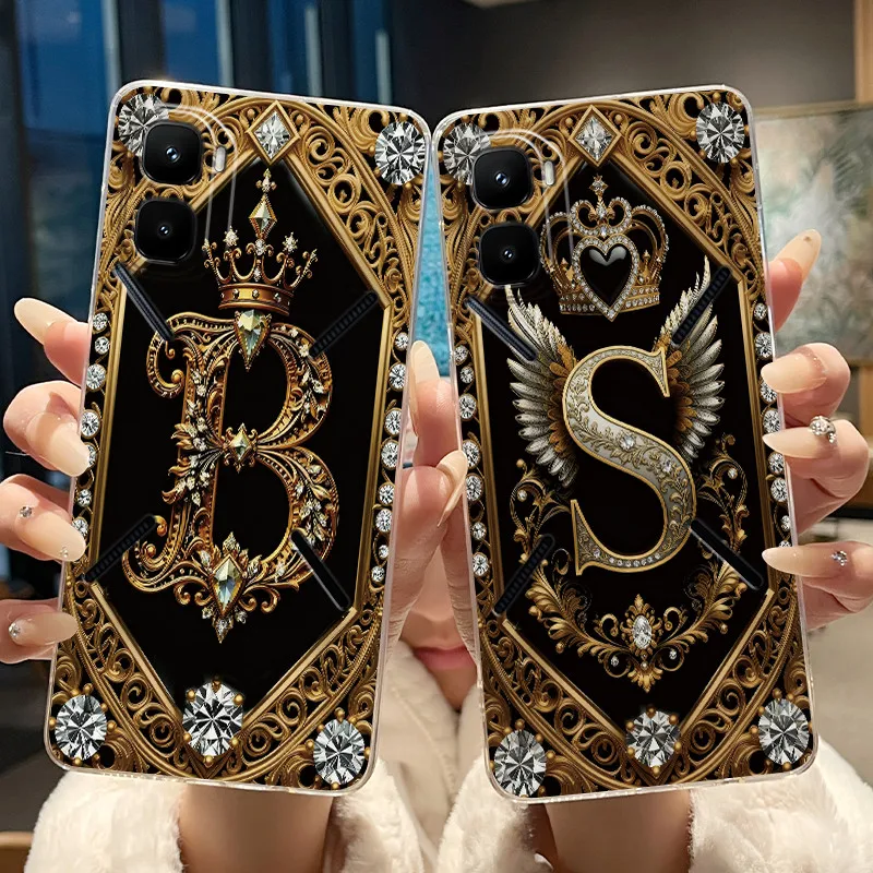 Cover For Infinix GT 50 Pro 5G Fashion Retro Initial Letter Phone Case Infinix GT50 Pro X6891 Transparent Soft Silicone Casing