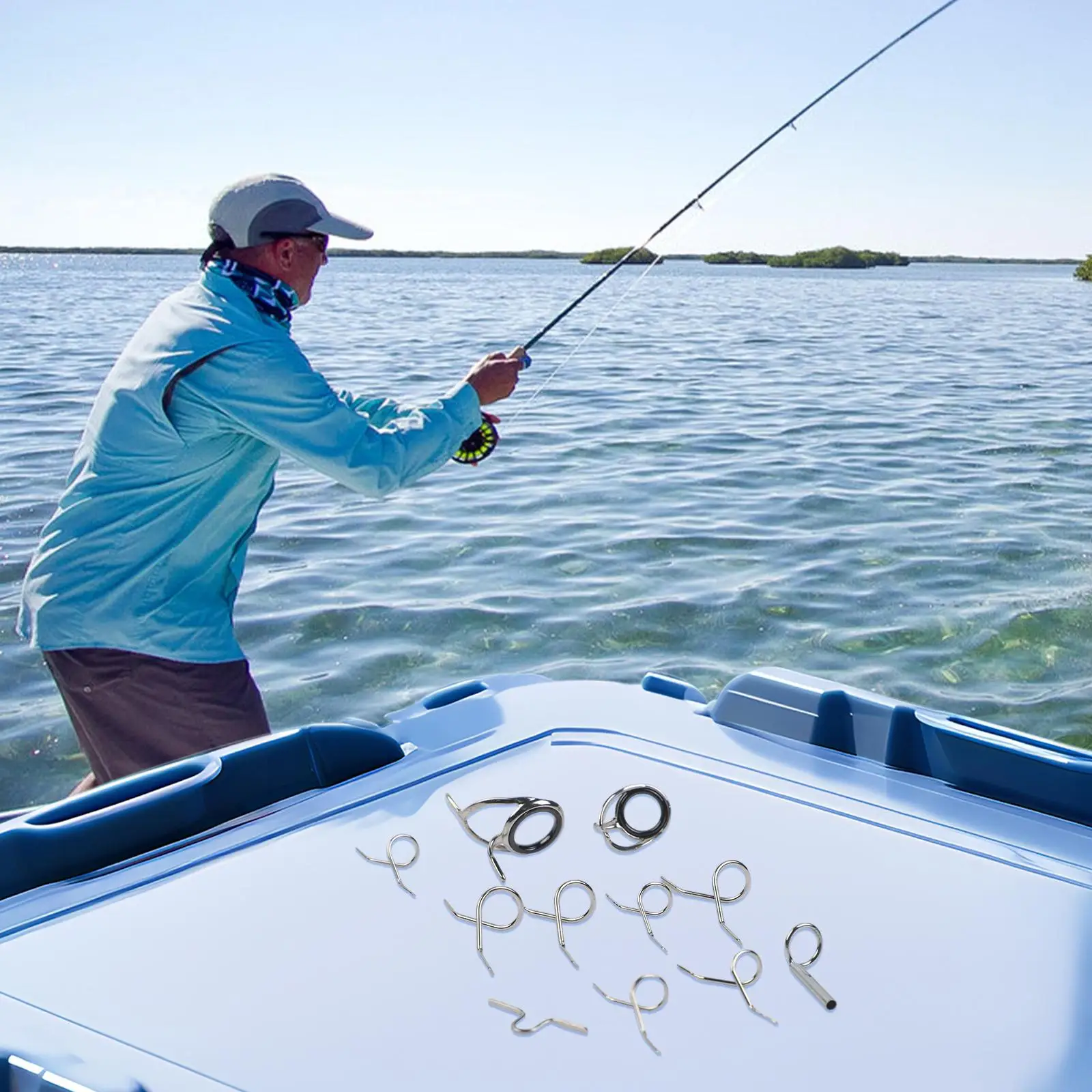 

Rod Maintenance Silver Fly Fishing Rod Guides Complete Fishing Guide Set Stainless Steel Guides Easy Installation