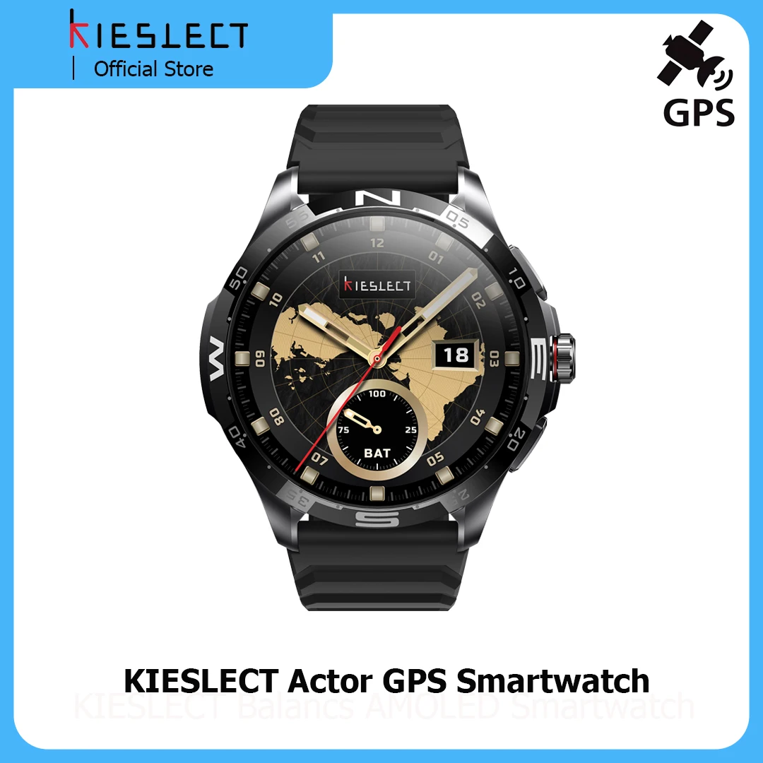 Kieslect Actor 1.6 "LTPO AMOLED ساعة ذكية GPS 5ATM مقاومة للماء تعمل باللمس جهاز تعقب للياقة البدنية مراقبة الصحة لنظام Android iOS