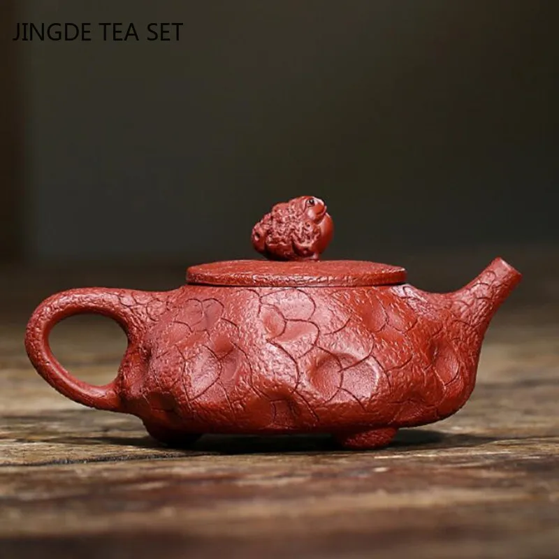 Yixing Tea Pot Handmade Golden Toad Purple Clay Teapot Beauty Kettle Raw Ore Dahongpao Teaware Chinese Tea Ceremony Gifts 160ml