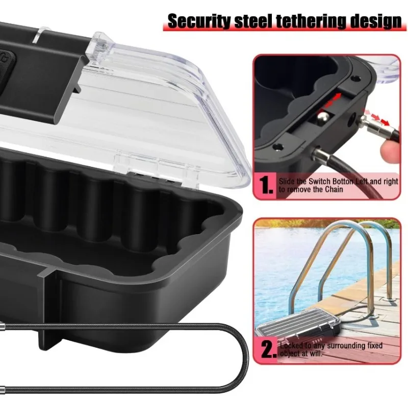 Portable Large Capacity Safe Password Valuables Storage Box Waterproof Key Safe Box with Removable Cable Handle